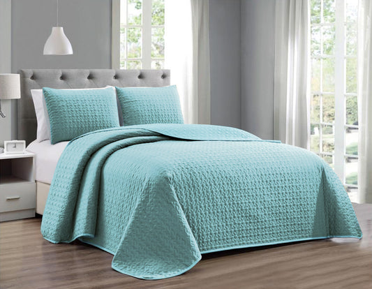 Quilts Color Aqua Solido (Edredón Delgado 3 piezas)