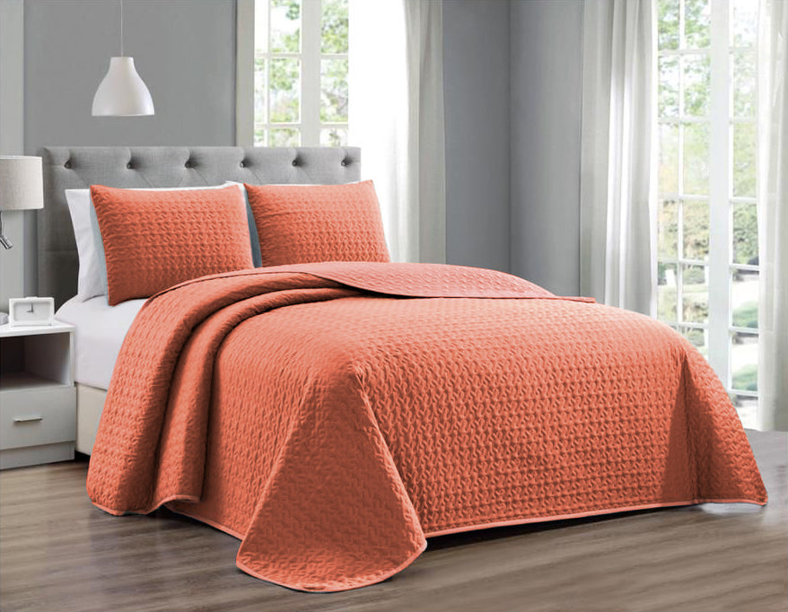 Quilts Color Naranja Solido (Edredón Delgado 3 piezas)