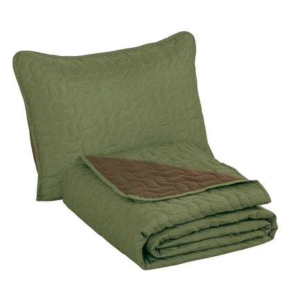 Quilt Solido verde aceituna (Edredón de 3 piezas)