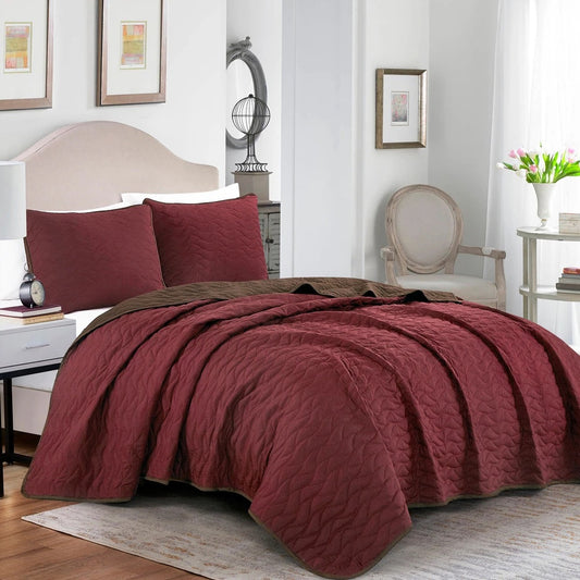 Quilt solido burgundy (Edredón de 3 piezas)