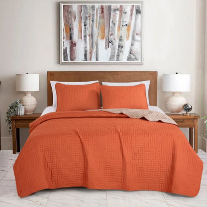 Quilt naranja (Edredón de 3 piezas)