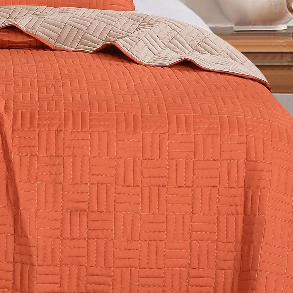 Quilt naranja (Edredón de 3 piezas)