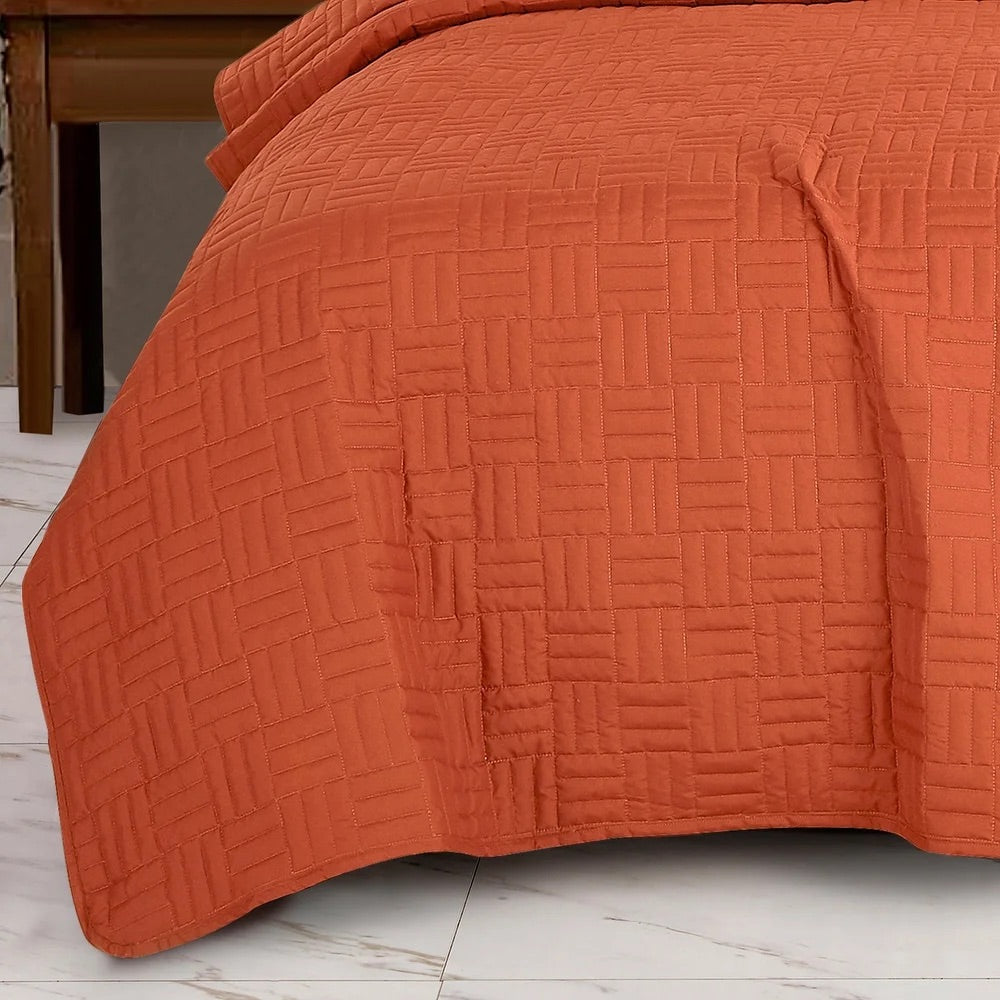 Quilt naranja (Edredón de 3 piezas)